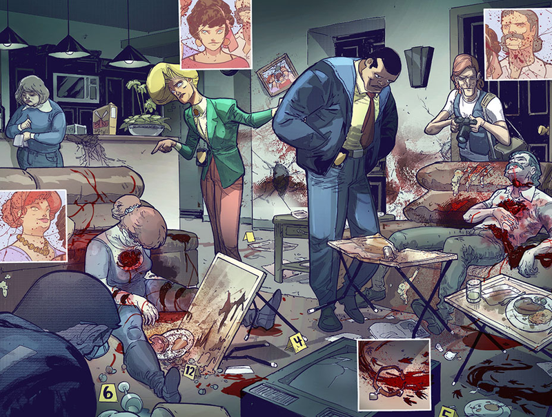 J’onn investigating a murder scene.